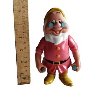 Vtg 1990s Disney's Snow White DOC Dwarf Vinyl Figure 6.25” Posable Arms Waist